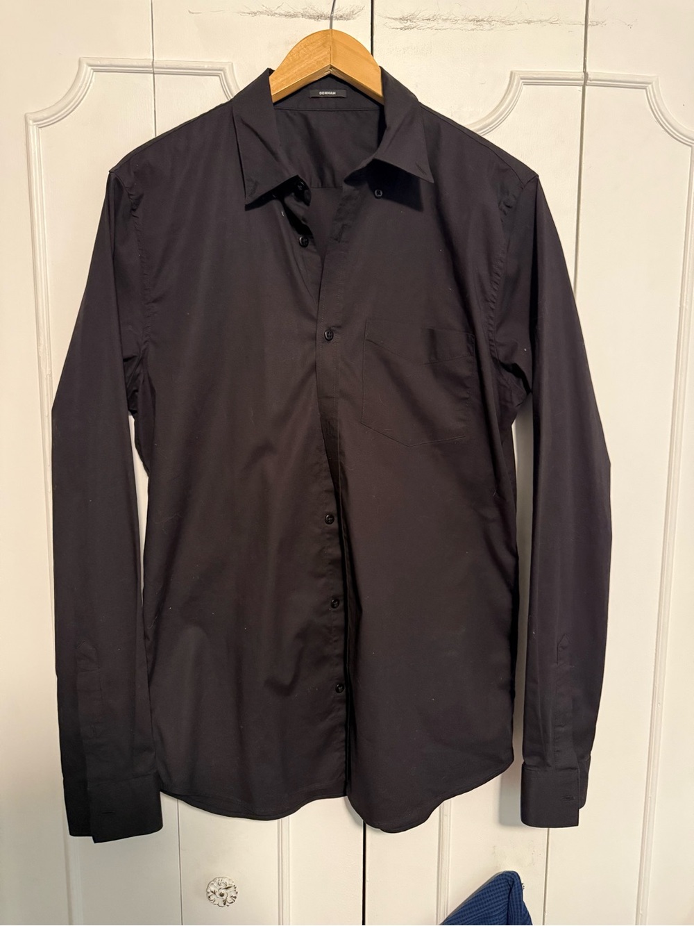 Denham Jeans Men's Black Long-Sleeve Dress Shirt